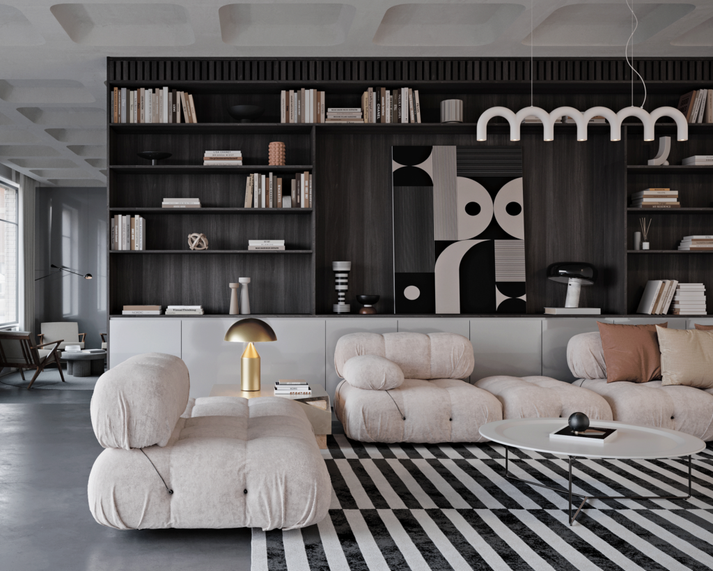 interior 3d rendering living area