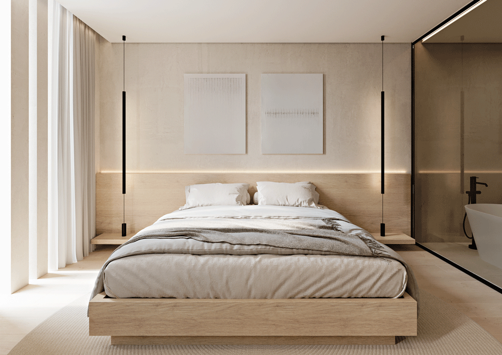 Interior 3d rendering of a bedroom